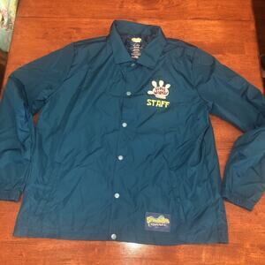 SpongeBob Squarepants Glove World Windbreaker Mens Medium Blue Snap Front